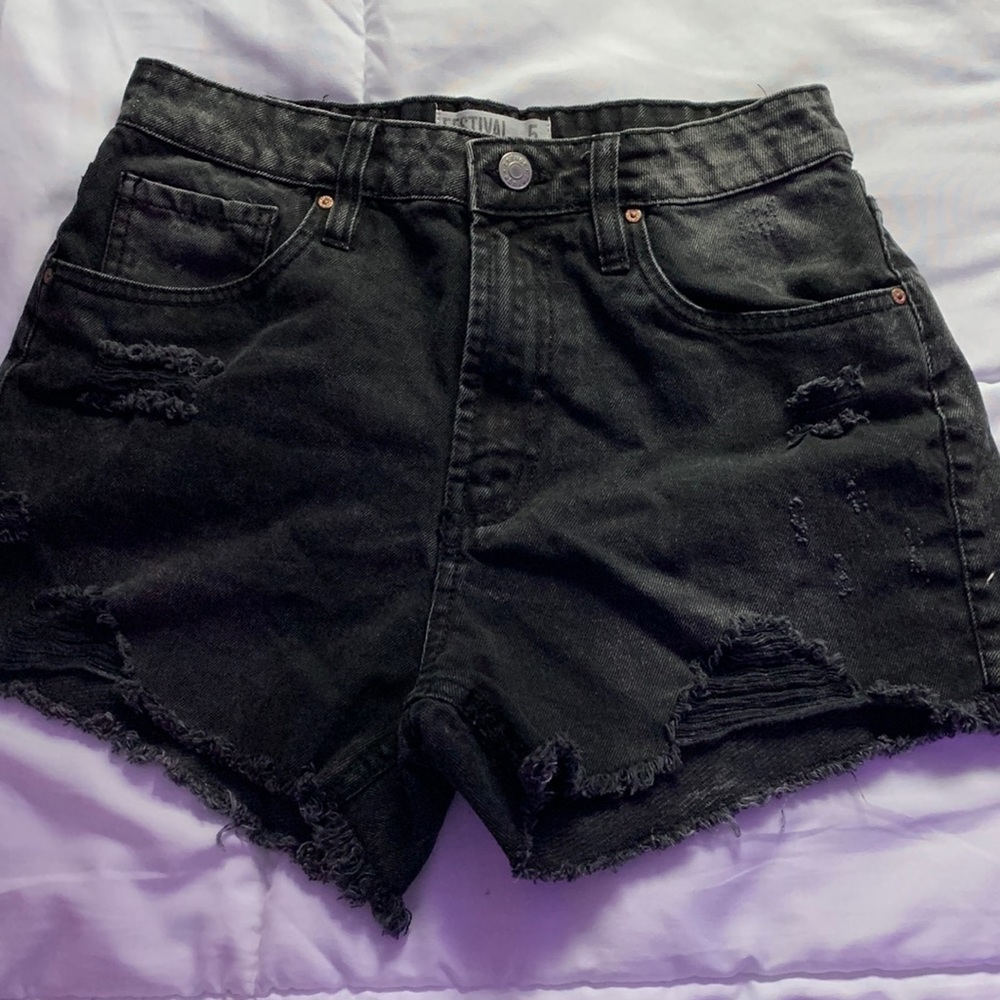 Black jean shorts